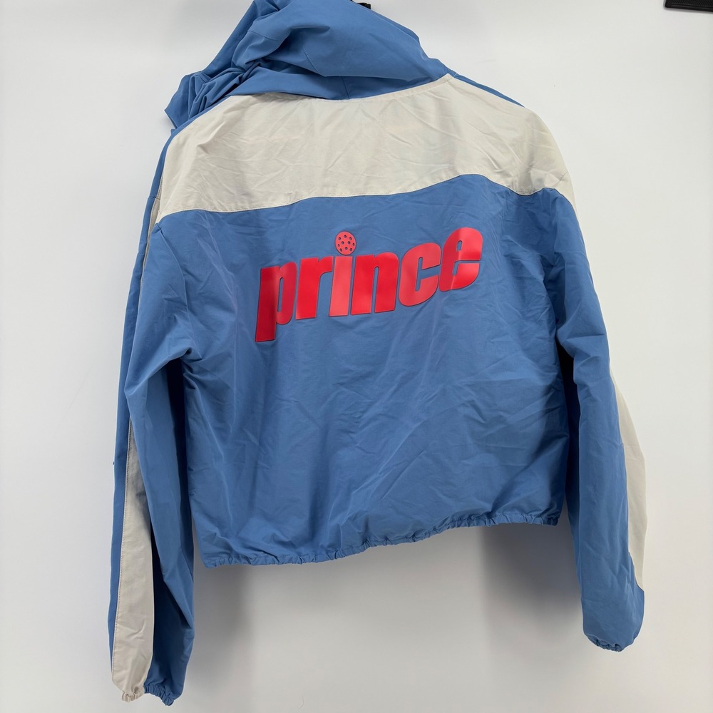 Prince Pickleball Windbreaker Jacket Womens L Blue Cropped Hooded Full Zip